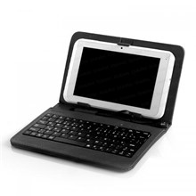 Dark 9" Tablet Uyumlu USB Klavyeli Ajanda Tipi Deri Kılıf ve Stant - 1